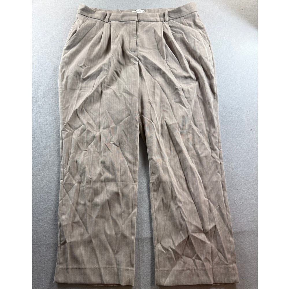 Abercrombie & Fitch Tailored Pant Women 36 Long Tan Pinstripe Curve Love 44x32
